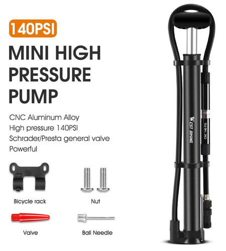Bike Foot Pump 120PSI High Pressure With Gauge Mini Portable Alloy Pump For Schrader Presta Valve Tire Air Inflator