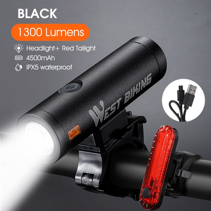 1000LM Bike Light Front Rear Lamp USB Rechargeable LED 4000mAh Bicycle Light Waterproof Headlight Bike Accessories