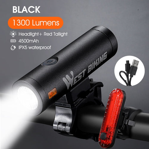 Load image into Gallery viewer, Contest Level Bicycle Light 1300 Lumen USB Rechargeable Flashlight MTB Road Bike LED Headlight Waterproof Rear Lamp
