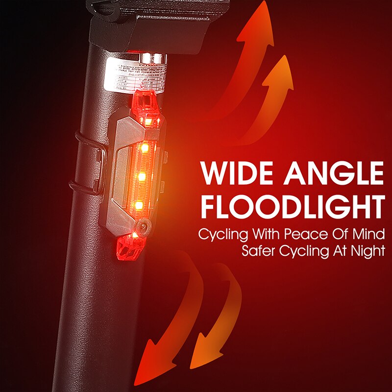 Waterproof Bicycle Rear Light USB Rechargeable LED Tail Light Bike Accessories 4 Mode Cycling Safety Warning Lamp
