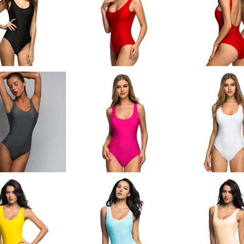 Load image into Gallery viewer, Sexy Red Plus Size Large Size Swimwear Female One Piece Swimsuit Women Bather Bathing Suit Swim Backless Monokini V128R

