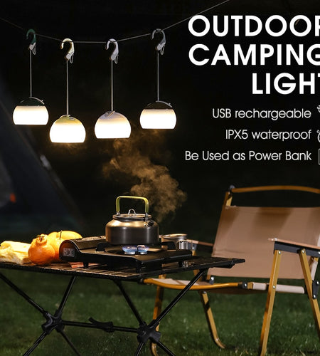 Portable Mini Camping Lights Rechargeable LED Outdoor Tourism Tent Hang Lamp Garden Mood Lantern Night Light Gadgets