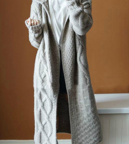 Cross Women Sweater Long Cardigans Fall Winter New Knitted Jackets Korean Loose Oversized Long Sleeve Casual Hooded Coats