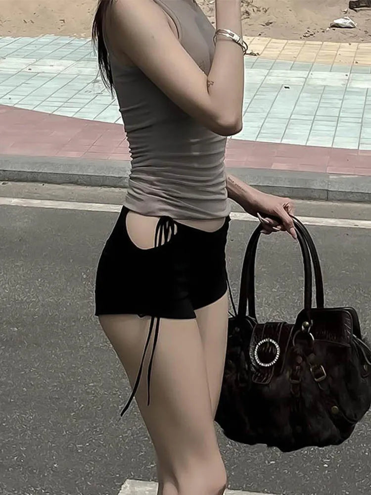 Sexy Hot Girl Mini Shorts Low Rise Lace-up Fashion Korean Casual Slim Women'S Panties Bottoms Y2K Short Pants Summer