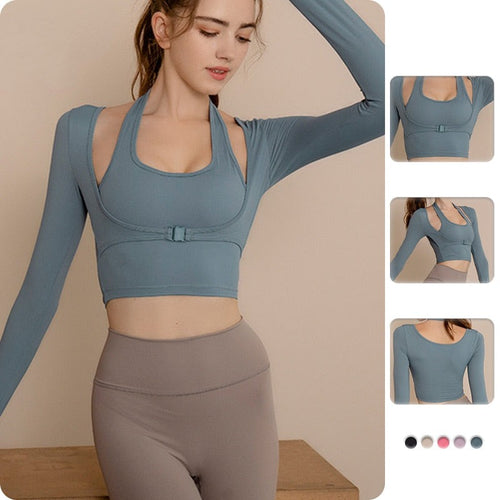 Womens Newsnow Wigan Athletic Wear: Slim Fit Long Sleeve Crop Top With  Thumb Holes, Halter Neck, And Built In Bra For Yoga And Workouts From  Vinana, $12.87