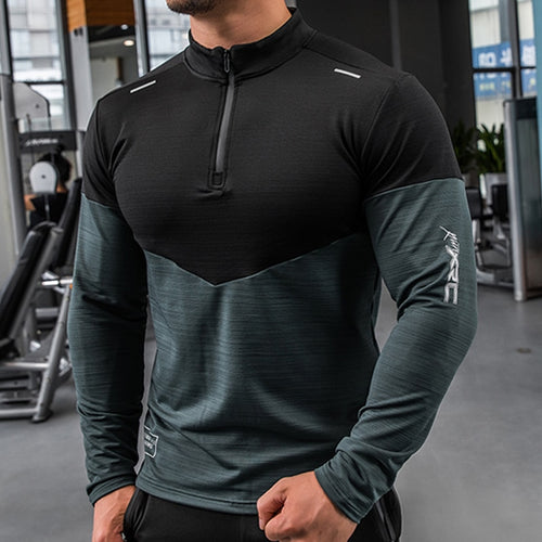 Load image into Gallery viewer, Mens Gym Compression Shirt Male Rashgard Fitness Long Sleeves Running Clothes Homme Tshirt Football Jersey Sportswear Dry Fit
