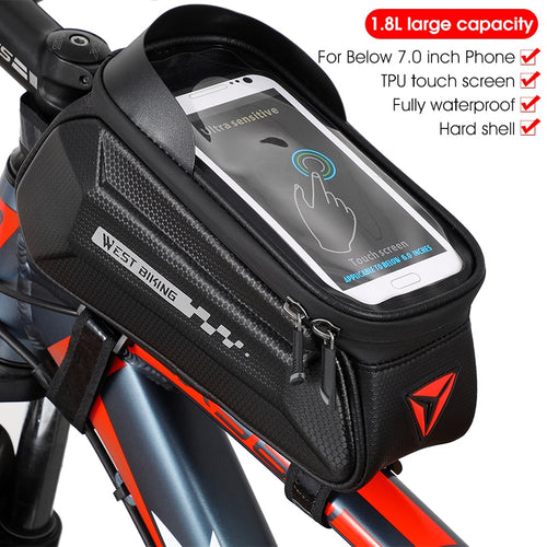 Load image into Gallery viewer, Bicycle Bag Front Frame MTB Bike Bag Waterproof Touch Screen Top Tube 6-7.2 Inch Phone Bag Case Cycling Accessories
