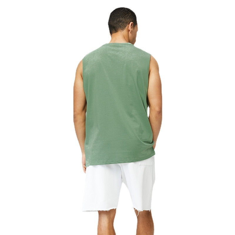 Mens Running Tank Tops Gym Fitness Wear Training Weight Vest Sports Sleeveless Shirt Basketball Football Pure Cotton Clothing