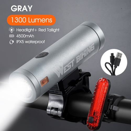 Load image into Gallery viewer, 1000LM Bike Light Front Rear Lamp USB Rechargeable LED 4000mAh Bicycle Light Waterproof Headlight Bike Accessories
