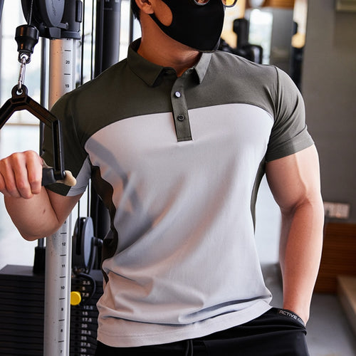 Load image into Gallery viewer, Men Fashion Sport T-shirt Gym Running Sweatshirt Fitness Short Sleeve Slim Top Casual Business Polo Shirt Golf Workout Plus Size
