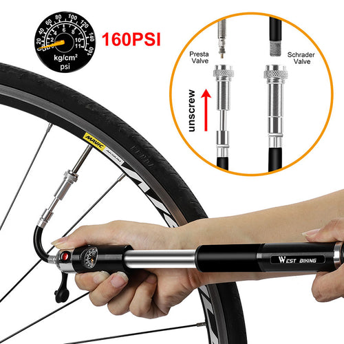 Load image into Gallery viewer, Portable Bike Pump High Pressure Gauge Hand Pump MTB Road Bicycle Accessories Schrader Presta Valve Cycling Pump
