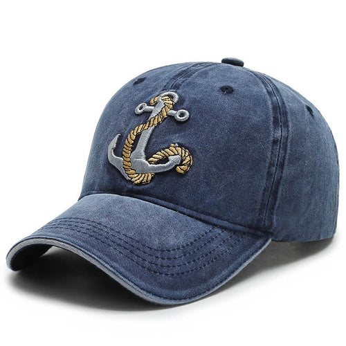 Load image into Gallery viewer, Cool Women Men Cotton Washed Baseball Cap Anchor Embroidery Four Season Outdoor Vintag Visor Casual Cap Hat For Women Men
