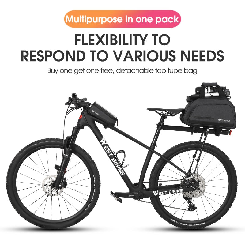 2 in 1 Bicycle Bag 10L Large Capacity Insulated Trunk Bag + 1.5L Touch Screen Phone Bag MTB Bike Cycling Pannier