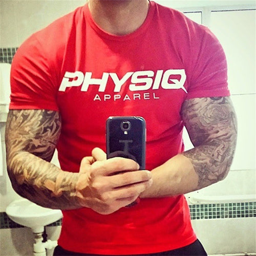 Load image into Gallery viewer, Men Casual Cotton T-shirt Gym Fitness Bodybuilding Short Sleeves Tees Tops Summer Male Black Print Training Clothing

