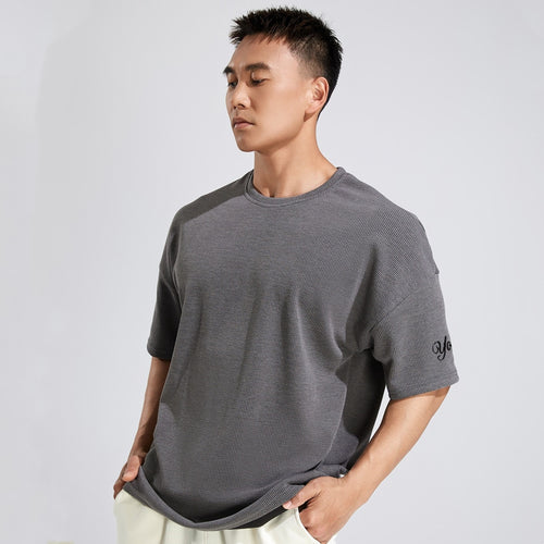 Load image into Gallery viewer, Summer Casual Loose T-shirt Men Short Sleeve Shirt Male Fashion Hip Hop Tee Tops Streetwear Solid Stripes Corduroy Clothing
