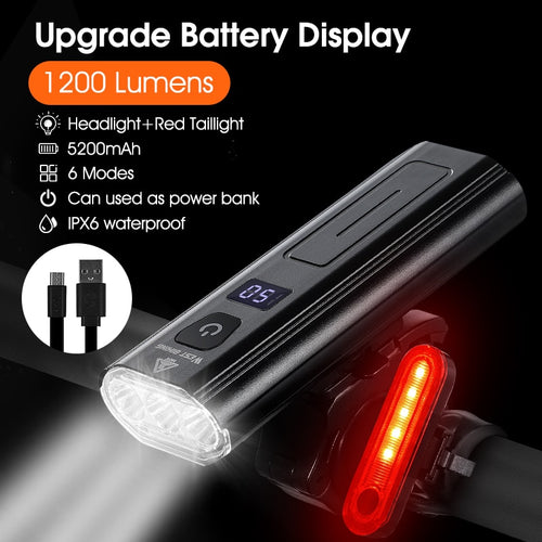 Load image into Gallery viewer, Contest Level Bicycle Light 1300 Lumen USB Rechargeable Flashlight MTB Road Bike LED Headlight Waterproof Rear Lamp
