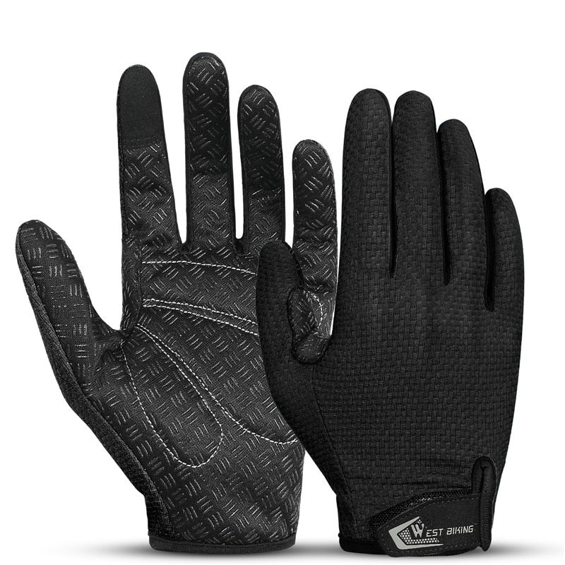 Summer Cycling Gloves Full Finger MTB Bike Gloves Touch Screen Non-Slip Silicone Palm Rest Driving Riding Gloves