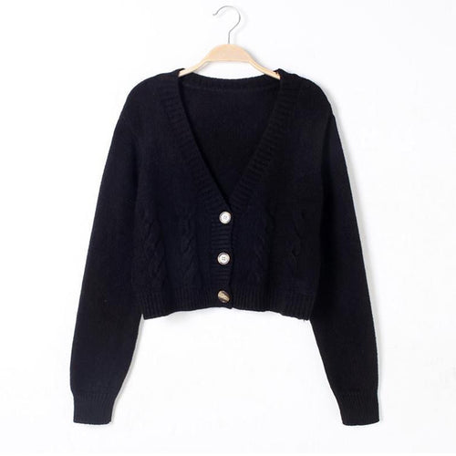 Load image into Gallery viewer, Casual V Neck Women Sweater Twisted Fashion Button Up Cardigan Sweater Fall Korean All Match Knitted Female Thin Coats
