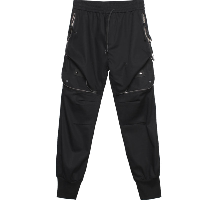 Spring Hip Hop Cargo Pants Men Tactical Functional Joggers Trousers Elastic Waist Streetwear Pant Black W605