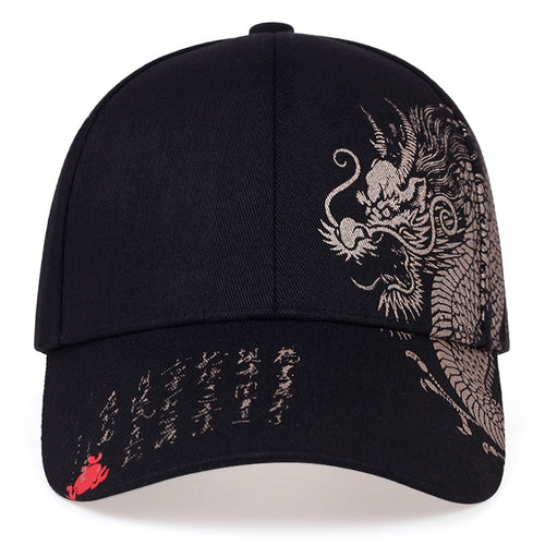 Load image into Gallery viewer, Unisex Baseball Cap Black Adjustable Chinese Style Cap Dragon Print Casual Snapback hats Bone Hip Hop Hat sun hats gorras
