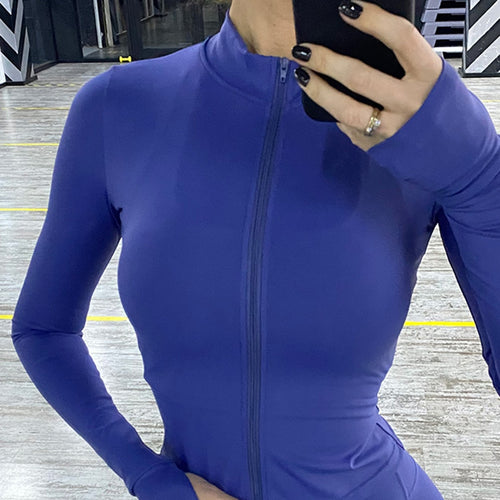 Load image into Gallery viewer, Long Sleeve Zipper Yoga Shirt Women Quick Dry Yoga Tops Casual Gym Jacket Fitness Clothing Sport Workout Coat Sportswear A074LS
