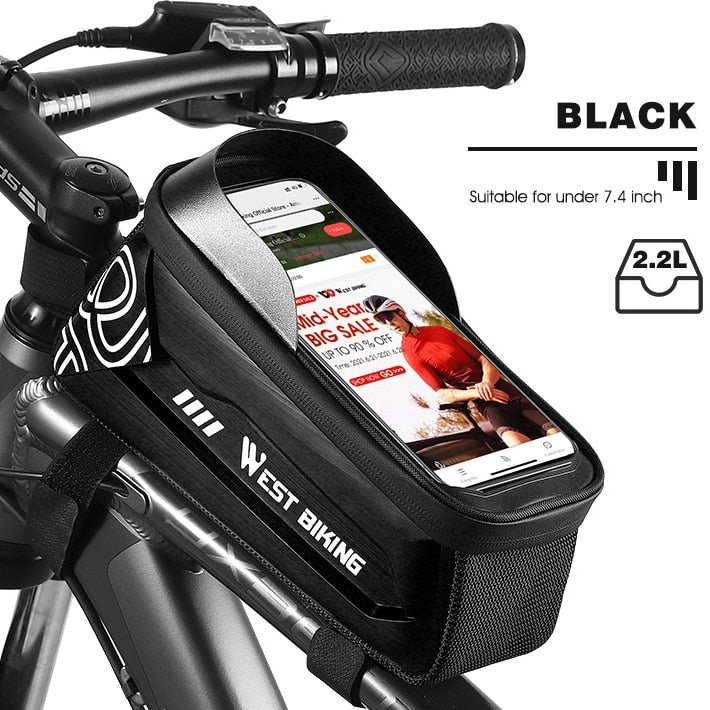 Bicycle Bag Front Frame MTB Bike Bag Waterproof Touch Screen Top Tube 6-7.2 Inch Phone Bag Case Cycling Accessories