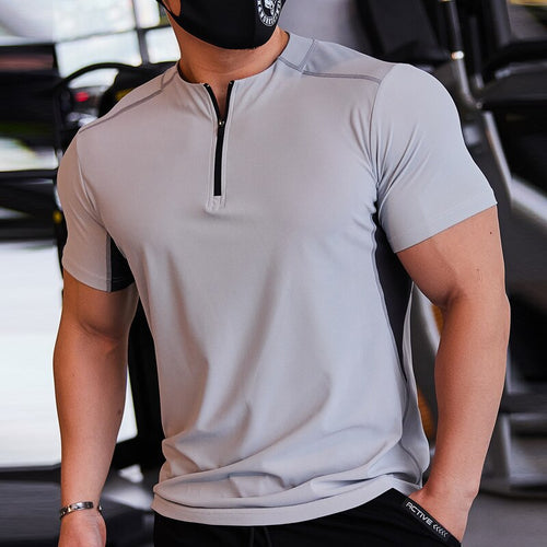 Load image into Gallery viewer, Fashion Mens Quick Dry Running Fitness T-Shirt Sports Tops Jersey Cool and Comfortable Shirts for Men with Stand Collar Design
