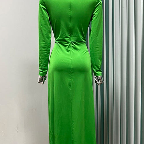 Load image into Gallery viewer, Loose Sexy Dress For Women V Neck Long Sleeve High Waist Solid Ruched Midi Dresses Female Autumn Clothing
