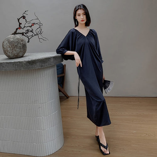 Load image into Gallery viewer, Chinese Style Nightdress Summer Comfortable One-shoulder Satin Silk Like Pajamas Women&#39;s Luxury Large Home Clothes
