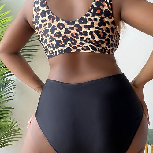 Load image into Gallery viewer, 0XL- 4XL Sexy Leopard Bikini Large Size Swimwear Plus Size Women Swimsuit Female Two-piece Bikini set Bather Bathing Suit V3953L
