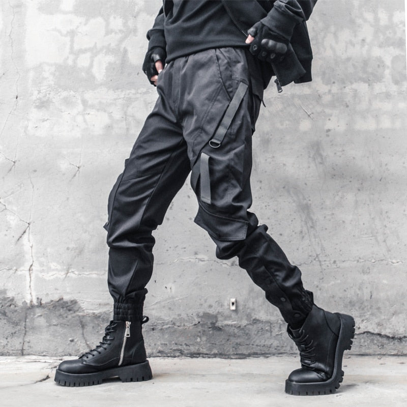 Hip Hop Tactical Cargo Pants Men Multi Pocket Joggers Trousers Autumn Functional Elastic Waist Fahsion Streetwear Pant