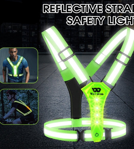 Adjustable Safety Reflective Vest Night Running Light Cycling Vest Safety Warning USB Rechargeable Bike LED Vest