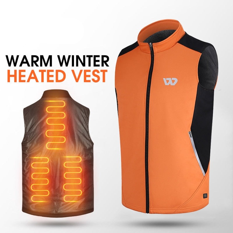 Winter Heated Vest Men Women Sportswear USB Heated Jacket Motorcycle Cycling Thermal Hunting Camping Clothing M-2XL