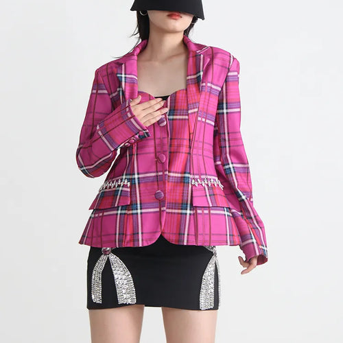 Load image into Gallery viewer, Slim Backless Blazers For Women Notched Collar Long Sleeve Patchwork Diamonds Blazer Female Fashion Clothing
