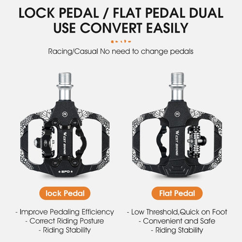 Load image into Gallery viewer, Bicycle Lock Pedal 2 In 1 With Free Cleat For SPD System MTB Road Bike Pedals Anti-slip Bearing Cycling Accessories
