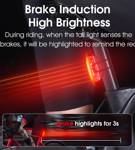 Smart Brake Sensing Taillight Bike Rear Light MTB Road Bicycle Lamp Waterproof COB LED Charging Cycling Accessories