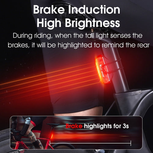 Load image into Gallery viewer, Smart Brake Sensing Taillight Bike Rear Light MTB Road Bicycle Lamp Waterproof COB LED Charging Cycling Accessories
