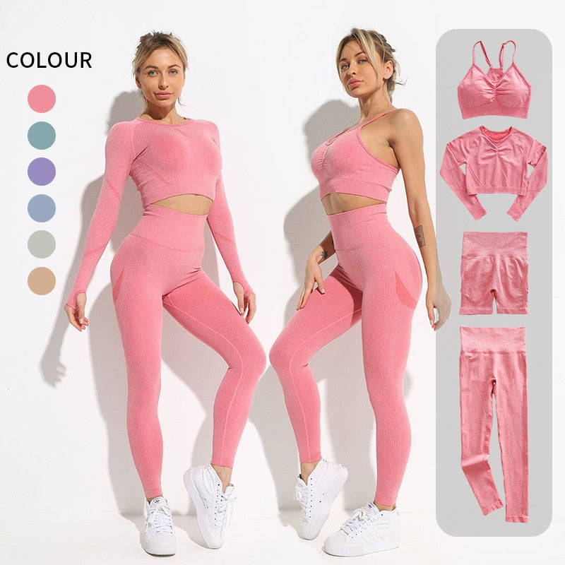 Seamless Yoga Set Fitness Shorts Sports Bra Leggings Gym Sets Womens 2 Piece Outfits Workout Clothes Sportswear SuitsTracksuit