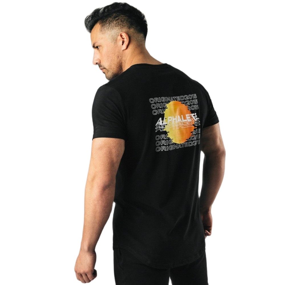 Black Casual Print T-shirt Men Cotton Fitness Workout Short Sleeve Shirt Male Gym Sport Slim Tees Tops Summer Crossfit Clothing