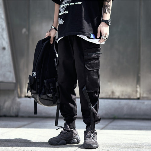 Load image into Gallery viewer, Hip HopTactical Cargo Pants Men Multi Pocket Ribbons Joggers Trousers Elastic Waist Fahsion Streetwear Pant Cotton
