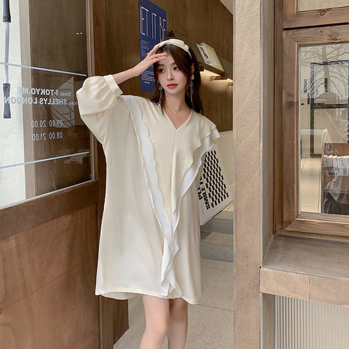 Load image into Gallery viewer, Women&#39;s Pajamas Dress Silk Like Leisure Homewear Skirt Turn-down Bow Collar Dress Sleepdress Wear Outside Holiday
