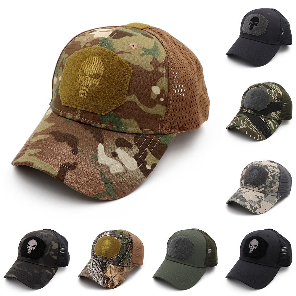 Camo Punisher Baseball Cap Fishing Caps Men Outdoor Camouflage Jungle Hat Airsoft Tactical Hiking Casquette Hats