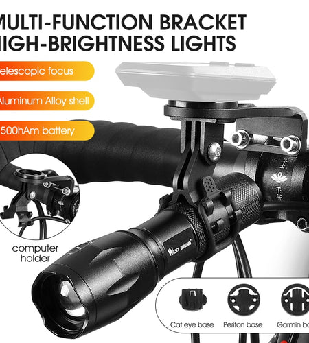 1500mAh Zoomable Bike Light Waterproof Portable Tactical Torch LED Flashlight USB Rechargeable Bicycle Cycling Front Lamp