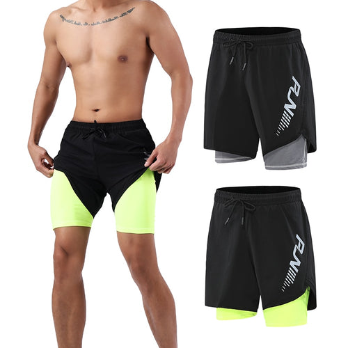 Load image into Gallery viewer, Men&#39;s Running Shorts Mens 2 in 1 Sports Shorts Male double-deck Quick Drying Sports men Shorts Jogging Gym Shorts men
