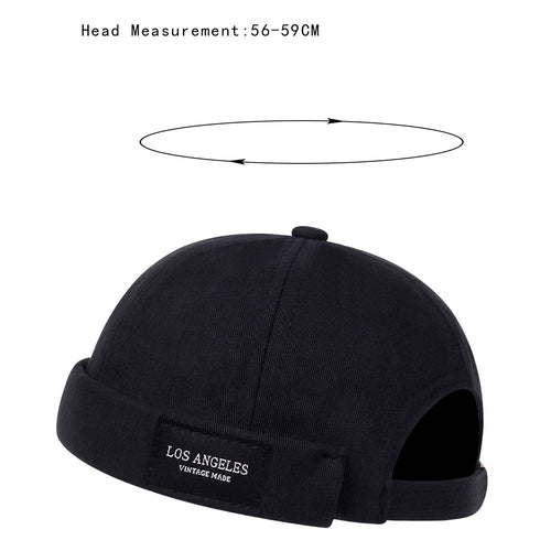 Load image into Gallery viewer, Men Women Skullcap Sailor Cap X Rivet Embroidery Warm Rolled Cuff Bucket Cap Brimless Hat Solid Color Adjustable Cotton Hats
