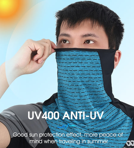 Summer Ice Fabric Cycling Face Mask UV Protection Breathable Sport Scarf Ear Hanging Bike Bandanas Face Mask