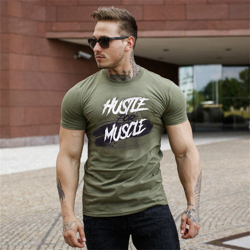 Load image into Gallery viewer, Men Cotton Short Sleeve T-shirt Gym Fitness Workout Skinny Shirt Male Summer New Casual Tees Tops Bodybuilding Training Clothing
