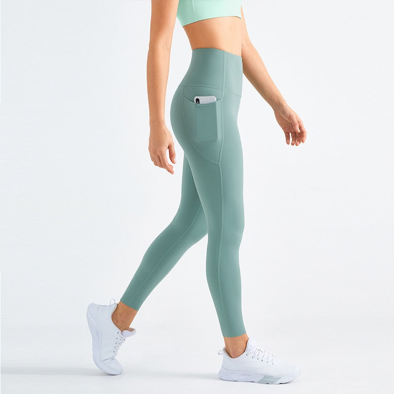 Side Pockets Yoga Pants High Waist Gym Pants Anti-Rolling Track Sports Tight Woman Legin Gym Legging For Women
