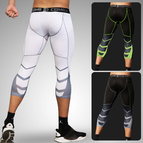 Load image into Gallery viewer, Men&#39;s Sports 3/4 Cropped Pants Gym Running Leggings Male Joggings Elastic Compressions Sweatpant Football Basketball Trousers
