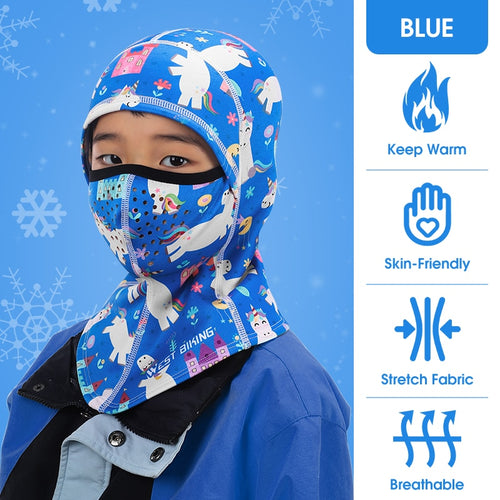 Load image into Gallery viewer, Winter Warm Boy Girl Hood Cap Soft Fleece Children Bike Balaclava Sport Scarf Neck Warmer Ski Full Face Cover
